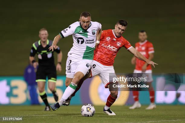 Besart Berisha of Western United in action during the A-League match between the Wellington Phoenix and Western United FC at WIN Stadium, on April 11...