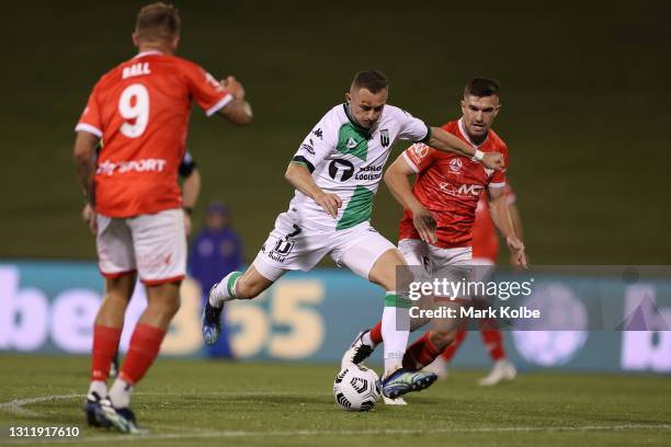 Besart Berisha of Western United in action during the A-League match between the Wellington Phoenix and Western United FC at WIN Stadium, on April 11...