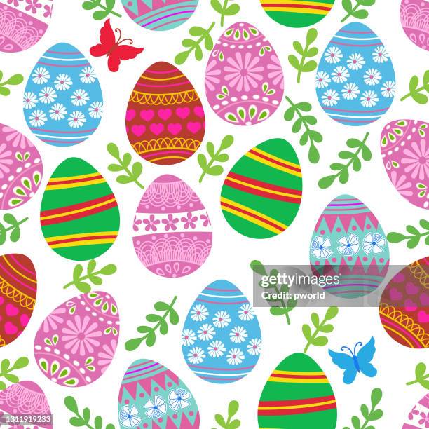 egg seamless pattern . - easter seamless pattern stock illustrations