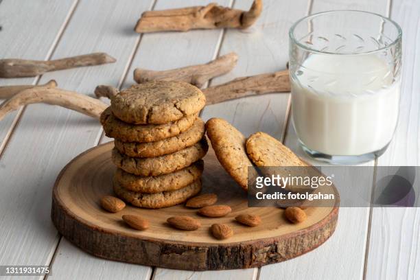 almond flour cookies are ready for a healthy breakfast - almond cookies stock pictures, royalty-free photos & images