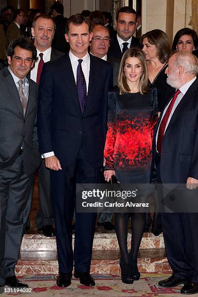 Miguel Mora,Prince Felipe of Spain, Princess Letizia of Spain and Diego Carcedo attend "Francisco Cerecedo" journalism awards at the Ritz Hotel on...