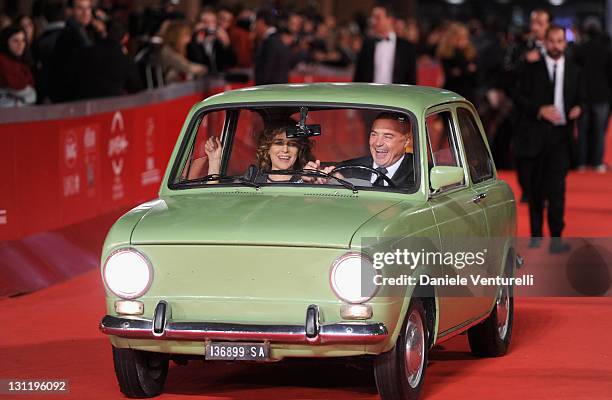 Actors Valeria Golino and Luca Zingaretti attend the "La Kryptonite Nella Borsa" Premiere during the 6th International Rome Film Festival at...