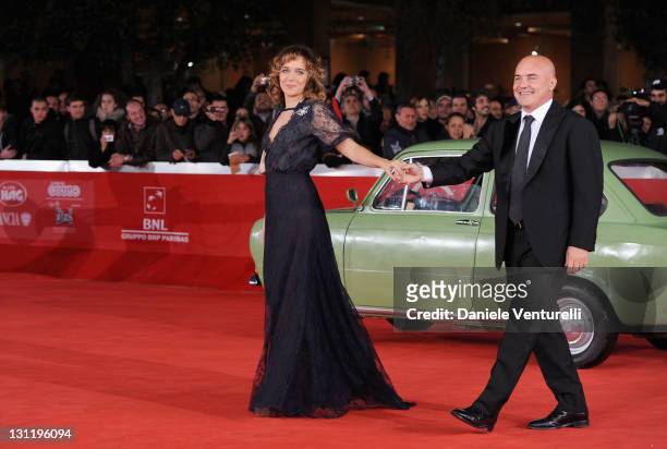 Actors Valeria Golino and Luca Zingaretti attend the "La Kryptonite Nella Borsa" Premiere during the 6th International Rome Film Festival at...