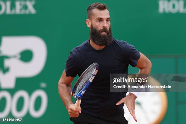 Benoit Paire of France runs during his 1st round match against Jordan Thompson of Australia on Day 2 of the Rolex Monte-Carlo Masters at Monte-Carlo...