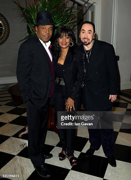 Tito Jackson, Rebbie Jackson and David Gest arrive at the afterparty of 'Michael Jackson: The Life Of An Icon' at the Connaught Rooms on November 2,...
