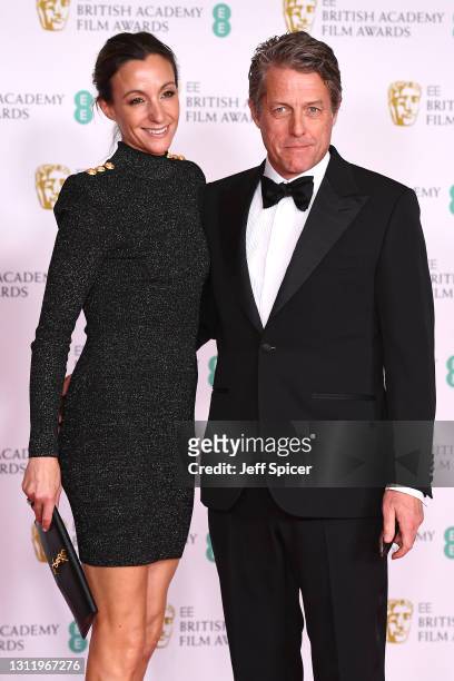 Awards Presenter Hugh Grant and wife Anna Elisabet Eberstein attends the EE British Academy Film Awards 2021 at the Royal Albert Hall on April 11,...