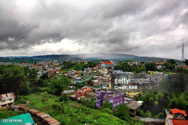 bir'd eye view of shillong - north east stock pictures, royalty-free photos & images