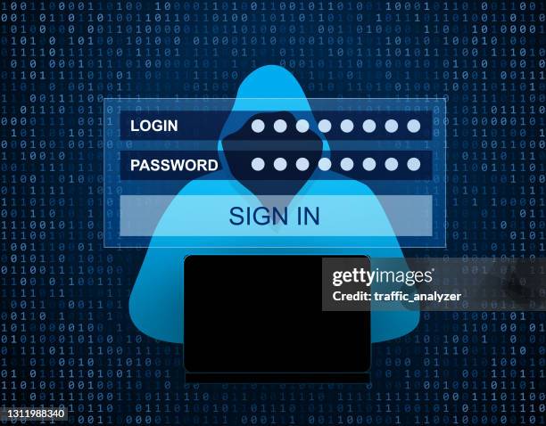 hacker in hoodie - passwort stock-grafiken, -clipart, -cartoons und -symbole