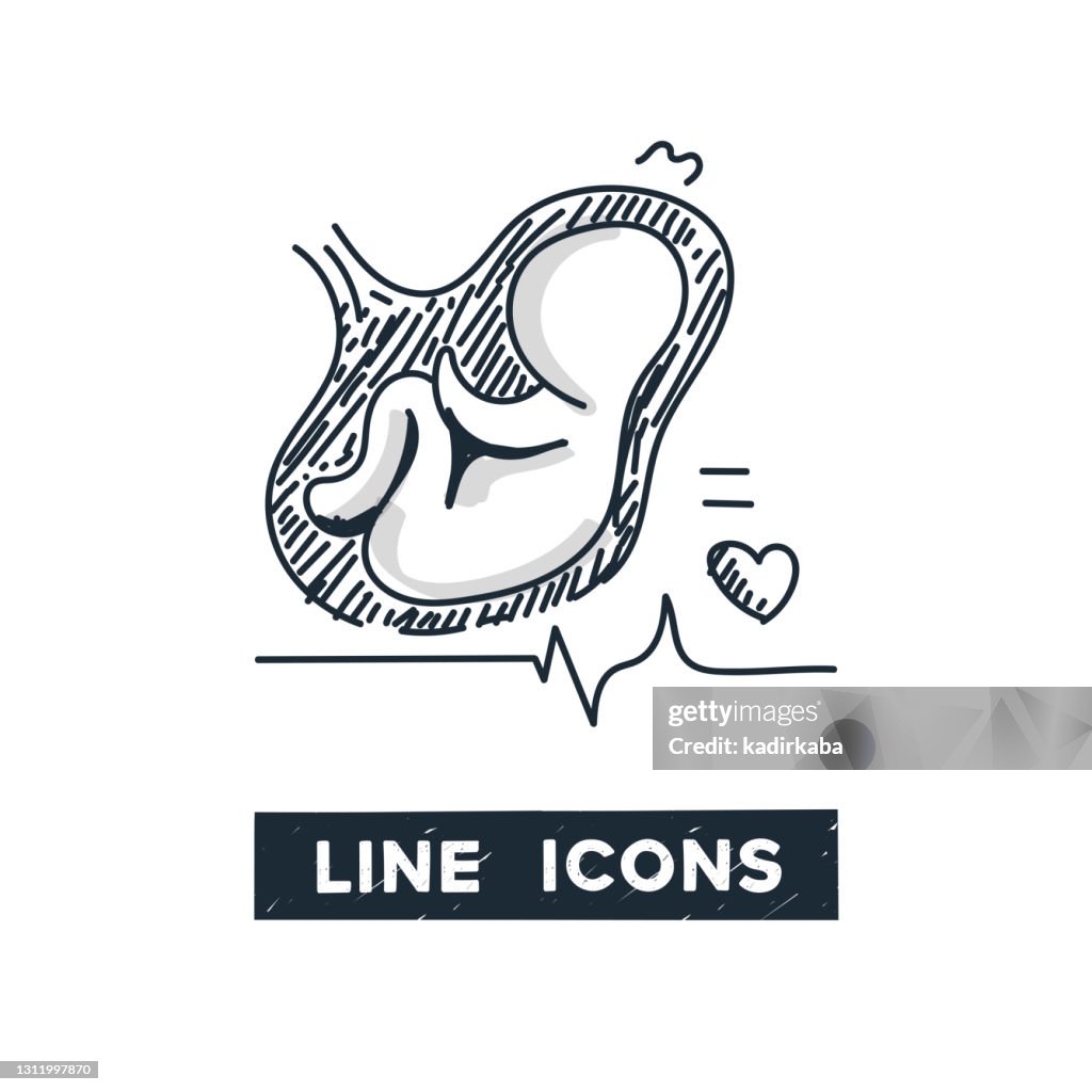 Ultraschall Hand gezeichnetE Linie Icons und Skizze Design