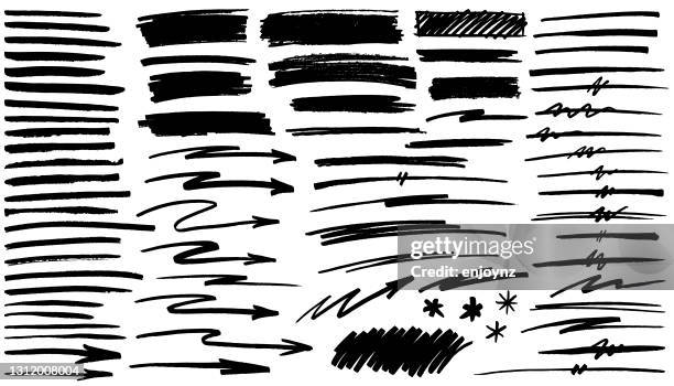 ilustrações de stock, clip art, desenhos animados e ícones de black pen marker shapes - fila arranjo