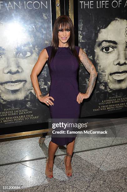 Jodie Marsh attends The World Premiere of Michael Jackson: The Life Of An Icon at The Empire Cinema on November 2, 2011 in London, England.