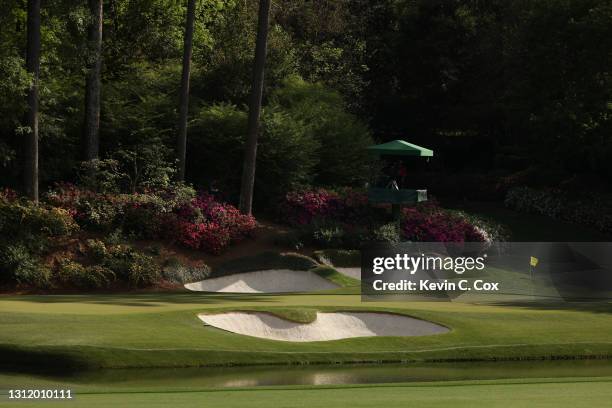 General view of the 12th green during the final round of the Masters at Augusta National Golf Club on April 11, 2021 in Augusta, Georgia.
