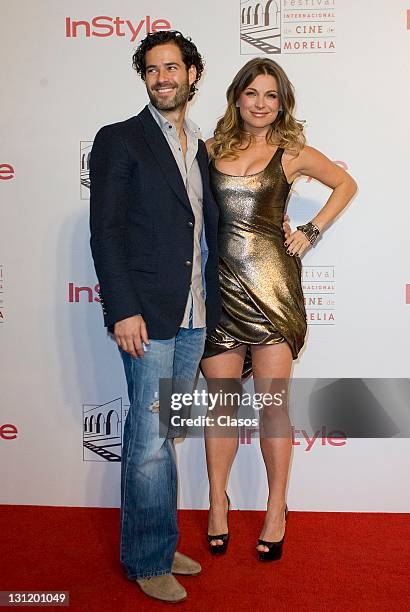 Emiliano Salinas, Ludwika Paleta during the press conference to present the movie Labios Rojos in Cinepolis Plaza Universidad on 04 october, 2011 in...