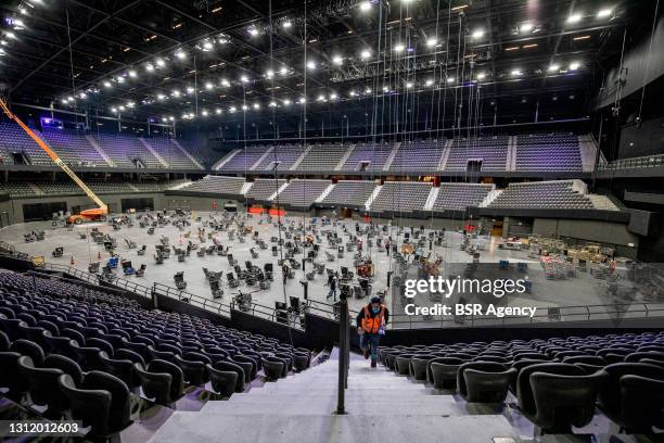 Preparations for the Eurovision Songfestival 2021 are underway in Ahoy event center on April 11, 2021 in Rotterdam, Netherlands. In 41 days the grand...