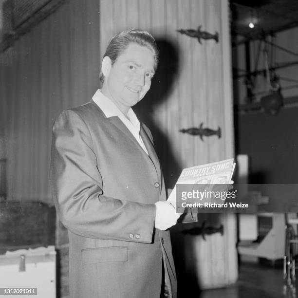 Country singer Willie Nelson is backstage at "Arizona Hayride" TV show in November, 1964 at Madison Square Garden Park at 7th Avenue and Washington...