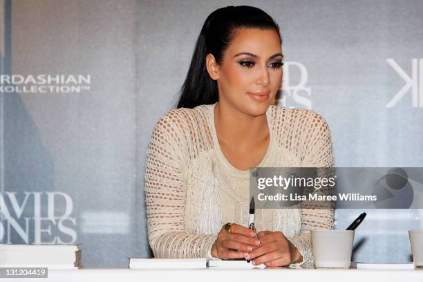 Kim Kardashian attends a promotion for the Kardashian Kollection Handbag range at the David Jones Elizabeth Street Store on November 3, 2011 in...