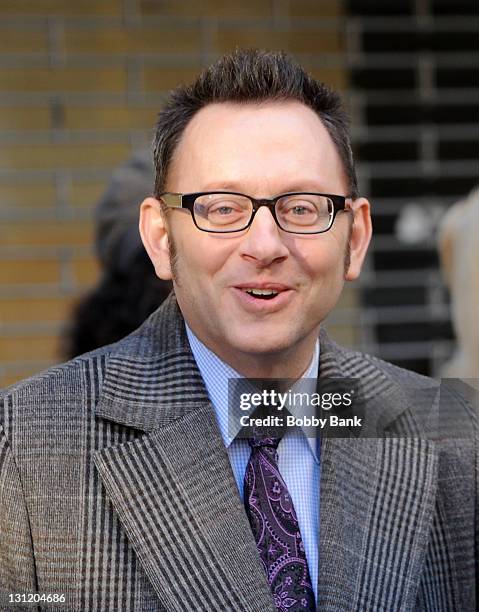Michael Emerson on the set of "Person Of Interest" on the Streets of Manhattan on November 2, 2011 in New York City.