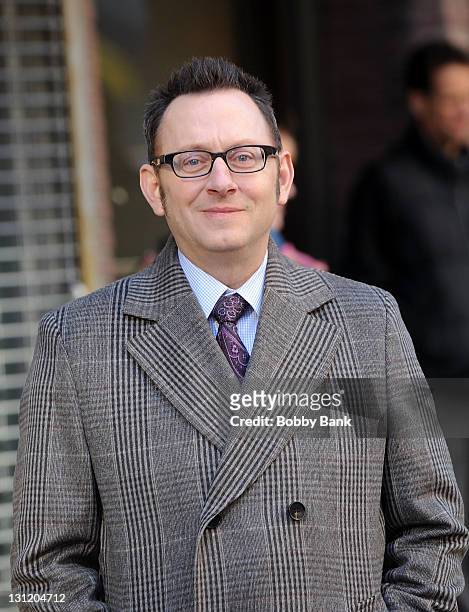 Michael Emerson on the set of "Person Of Interest" on the Streets of Manhattan on November 2, 2011 in New York City.