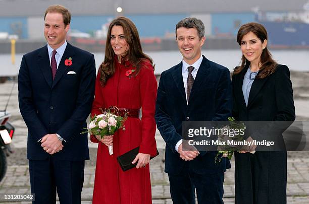 Prince William, Duke of Cambridge , Catherine, Duchess of Cambridge , Crown Prince Frederik of Denmark and Crown Princess Mary of Denmark arrive for...