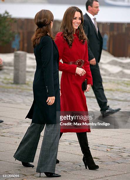 Crown Princess Mary of Denmark and Catherine, Duchess of Cambridge arrive for a visit to the UNICEF emergency supply centre on November 2, 2011 in...