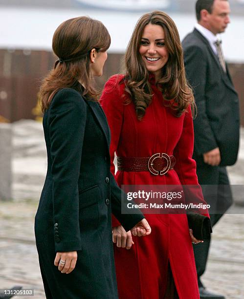 Crown Princess Mary of Denmark and Catherine, Duchess of Cambridge arrive for a visit to the UNICEF emergency supply centre on November 2, 2011 in...