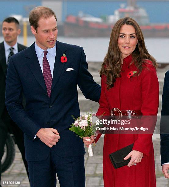 Prince William, Duke of Cambridge and Catherine, Duchess of Cambridge arrive for a visit to the UNICEF emergency supply centre on November 2, 2011 in...