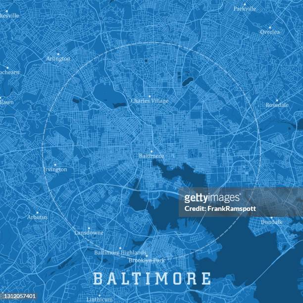 ilustrações de stock, clip art, desenhos animados e ícones de baltimore md city vector road map blue text - baltimore maryland