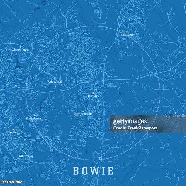 bowie md city vector road map blue text - bowie maryland stock illustrations