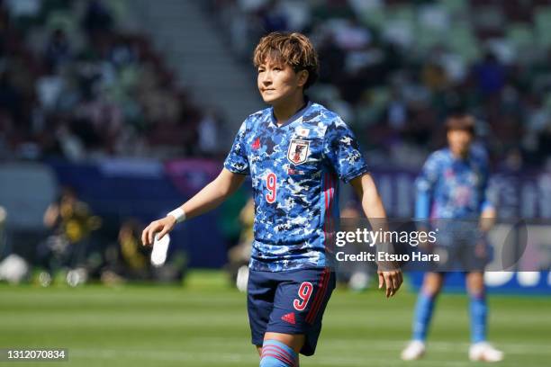 Yuika Sugasawa of Japan looks on during the Women's international friendly match between Japan and Panama at the National Stadium on April 11, 2021...