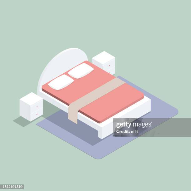 vector drawn bed. - white mattress stock illustrations