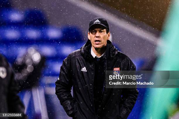 Rudi Garcia Olympique Lyon Head Coach during the Ligue 1 match between Olympique Lyon and Angers SCO at Groupama Stadium on April 11, 2021 in Lyon,...