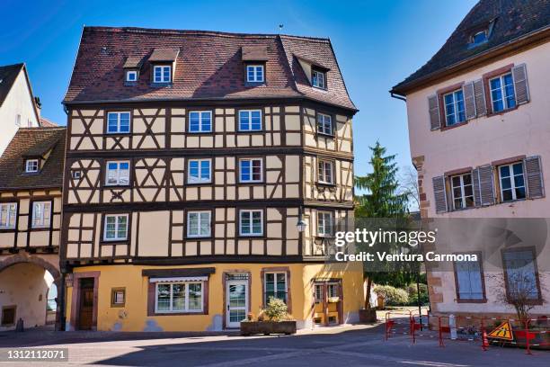 half-timbered house in colmar, france - timber framed stock pictures, royalty-free photos & images