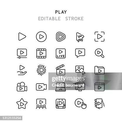 Play Line Icons Editable Stroke Play Line Icons Editable Stroke