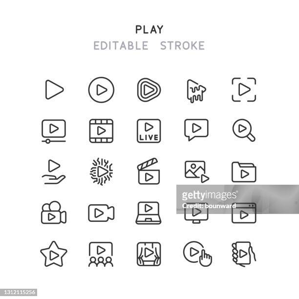 play line icons editable stroke - playing stock illustrations