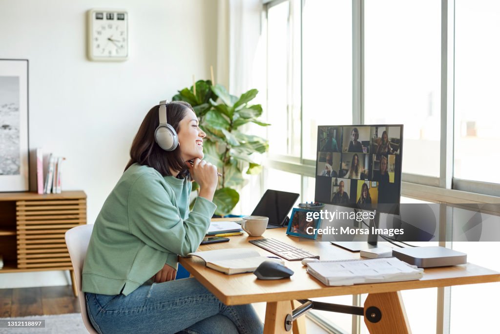 Businesswoman Discussing Through Video Call