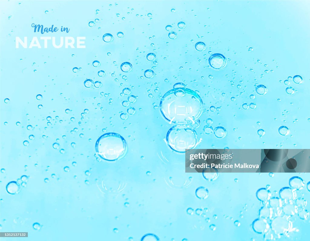 Vektor rein blau kosmetischehintergrund mit Gel Textur, Blase Natur Textur, klare Farbe Gel Hintergrund, Wasserkonsistenz