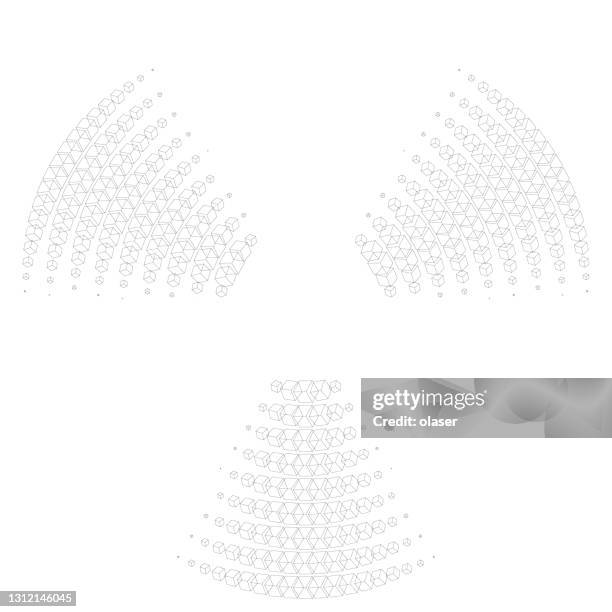 illustrations, cliparts, dessins animés et icônes de contours des cubes dans le tourbillon - radioactive warning symbol