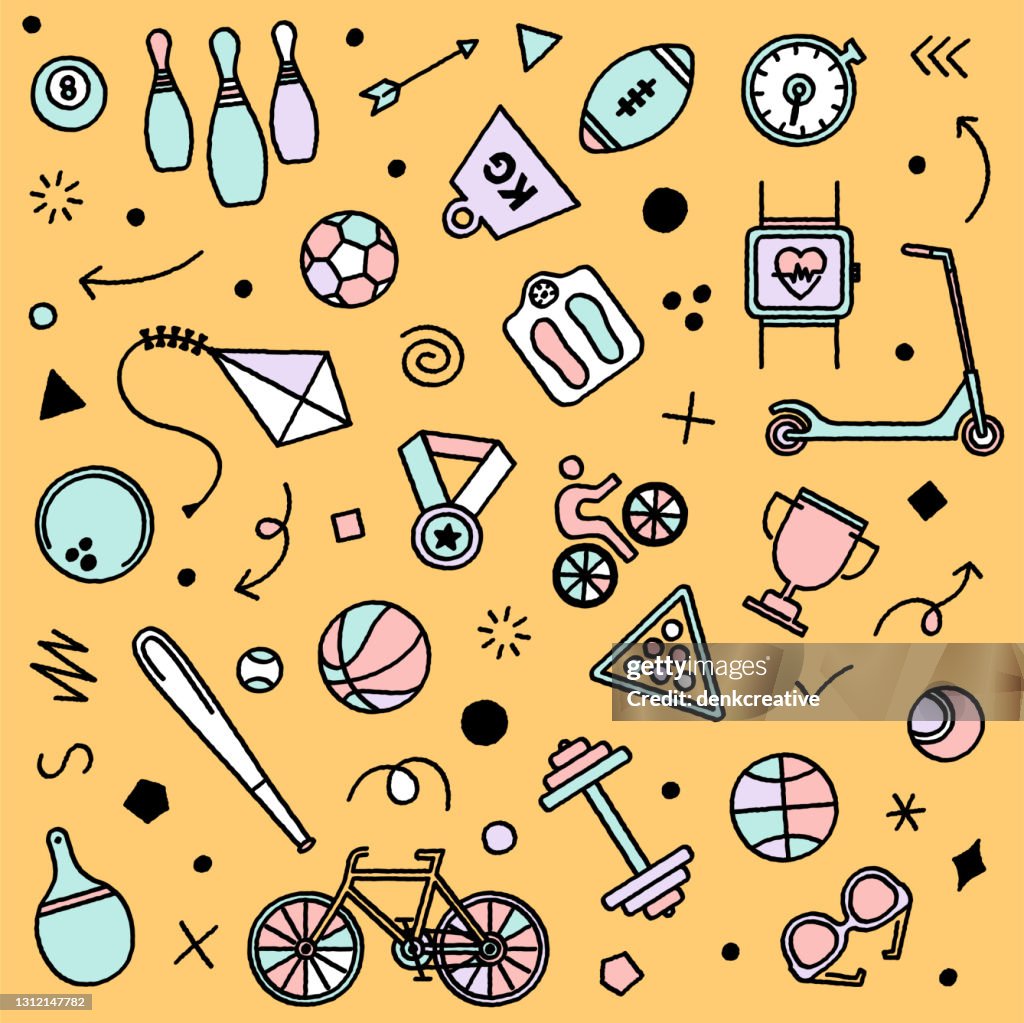 Exercise Activity Seamless Pattern Illustration High-Res Vector Graphic ...