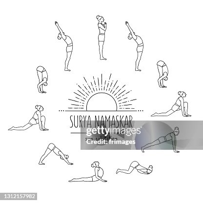 Salutation Graphics Illustration Of A Young Woman Doing Sun Salutation High-Res Vector ...
