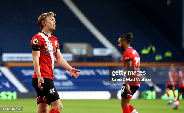 James Ward-Prowse of Southampton looks dejected during the Premier League match between West Bromwich Albion and Southampton at The Hawthorns on...