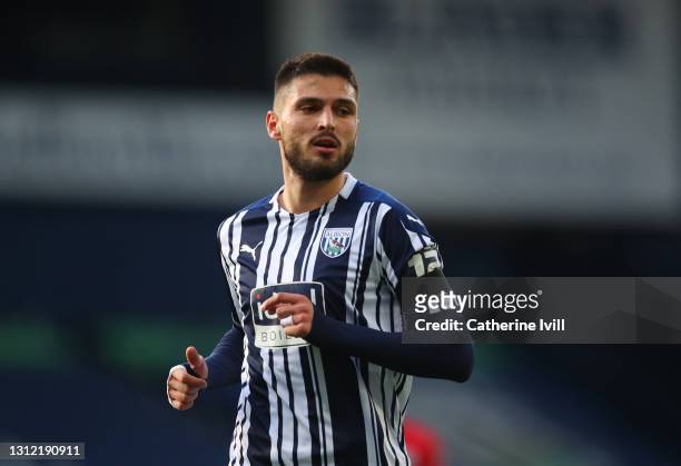Okay Yokuslu of West Bromwich Albion during the Premier League match between West Bromwich Albion and Southampton at The Hawthorns on April 12, 2021...