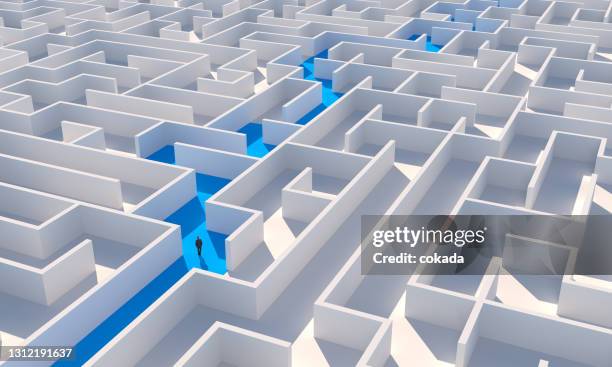 businessman inside a maze - easy path through maze stock pictures, royalty-free photos & images