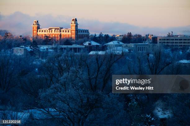 old main on university of arkansas campus - fayetteville stock pictures, royalty-free photos & images