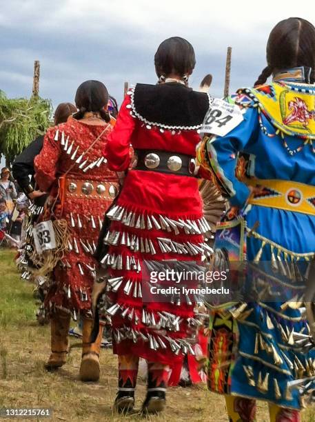 female dancers - taos pow wow - powwow stock pictures, royalty-free photos & images