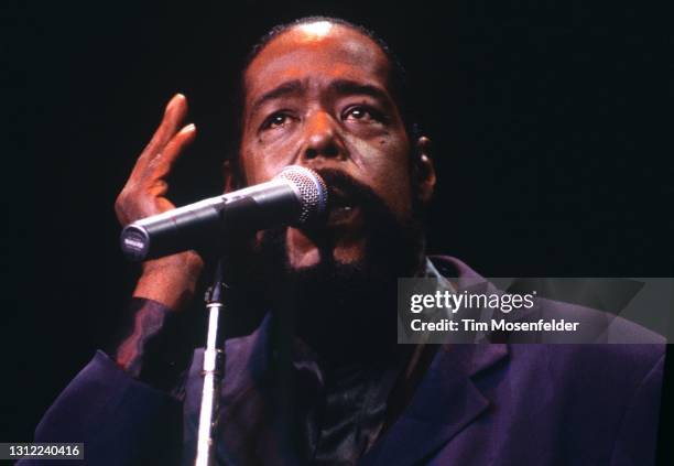 Barry White performs at Shoreline Amphitheatre on October 8, 1995 in Mountain View, California.