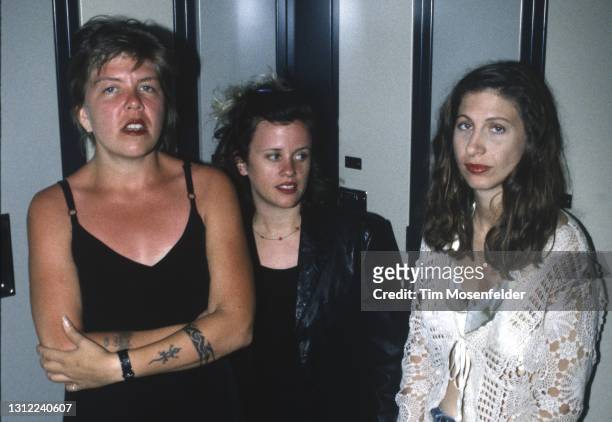 Lori Barbero, Kat Bjelland and Maureen Herman of Babes in Toyland pose at San Jose State Event Center on June 28, 1995 in San Jose, California.
