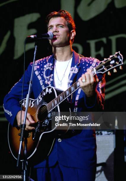 Chris Isaak performs during Live 105's BFD at Shoreline Amphitheatre on June 9, 1995 in Mountain View, California.