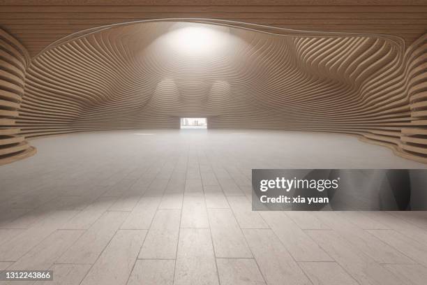 modern architecture space - wood material architectural wall stock pictures, royalty-free photos & images