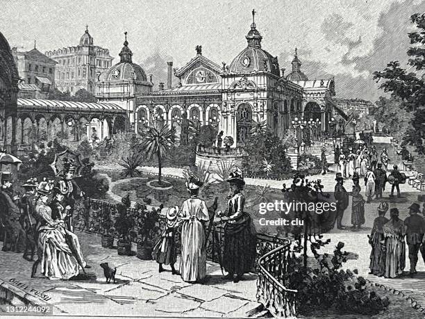 karlsbad public park - karlovy vary stock illustrations