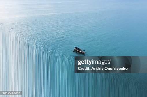 Sea transforming into stripe barcode pattern. Sea transforming into stripe barcode pattern.